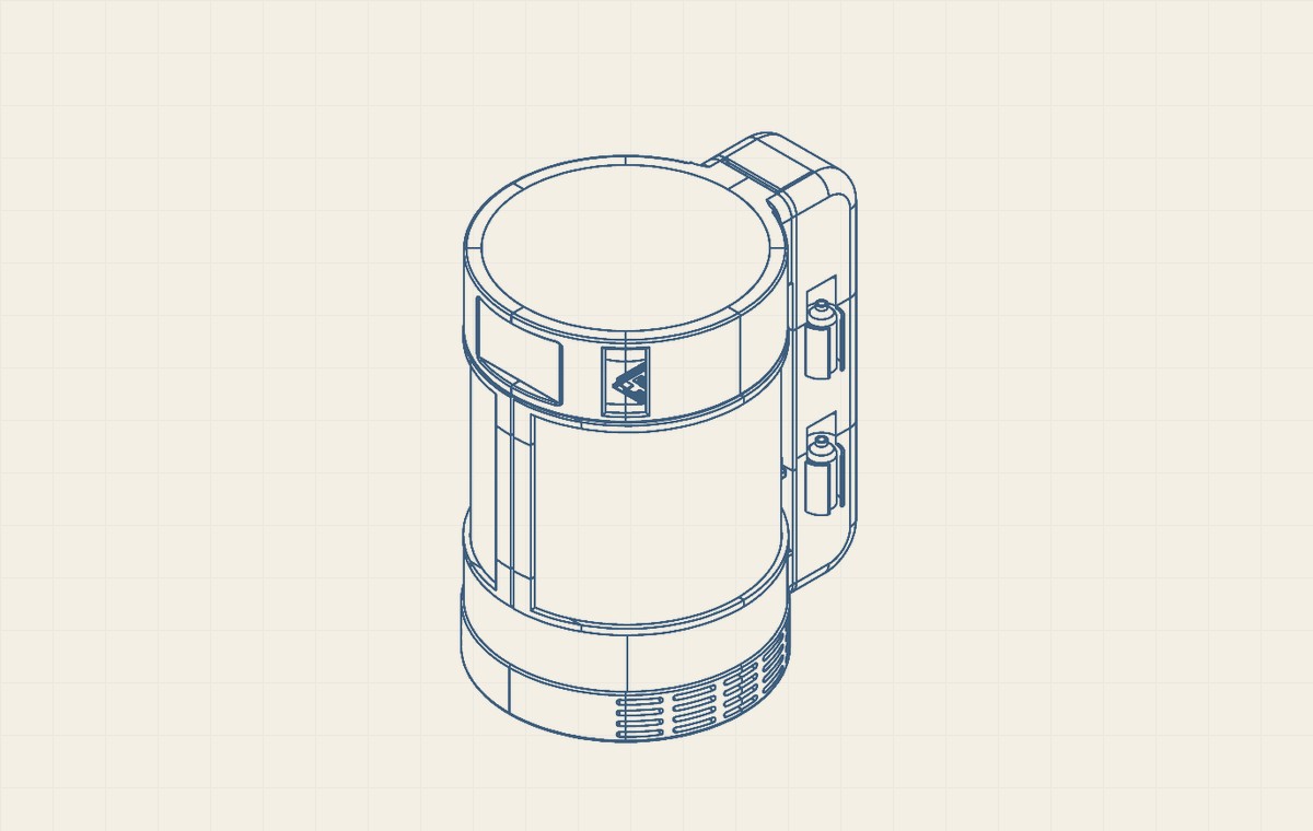 Sanitized isometric CAD view of Robert's bioreactor assembly